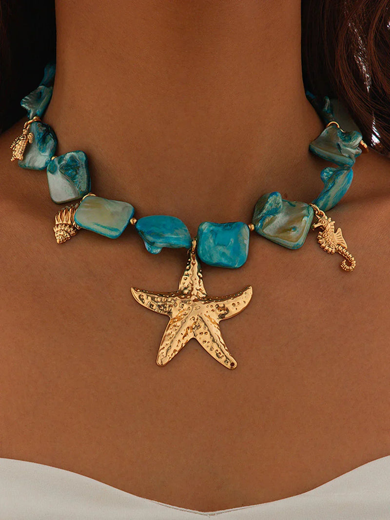 Ocean-Inspired Shell and Starfish Necklace