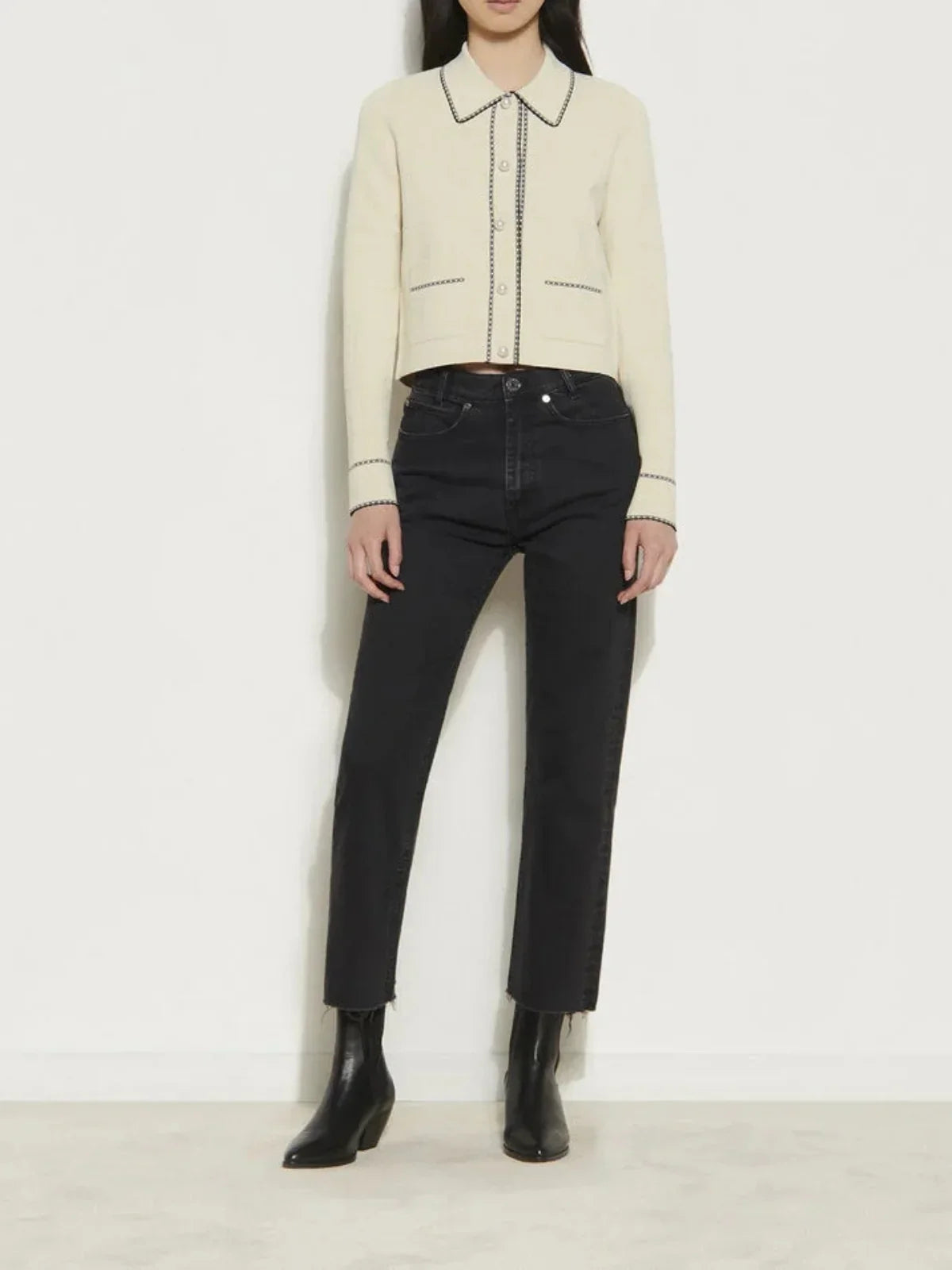 Εξαιρετική πλεκτή ζακέτα με καρό κουμπιά και μαργαριτάρια - LA FEMME WANDERER