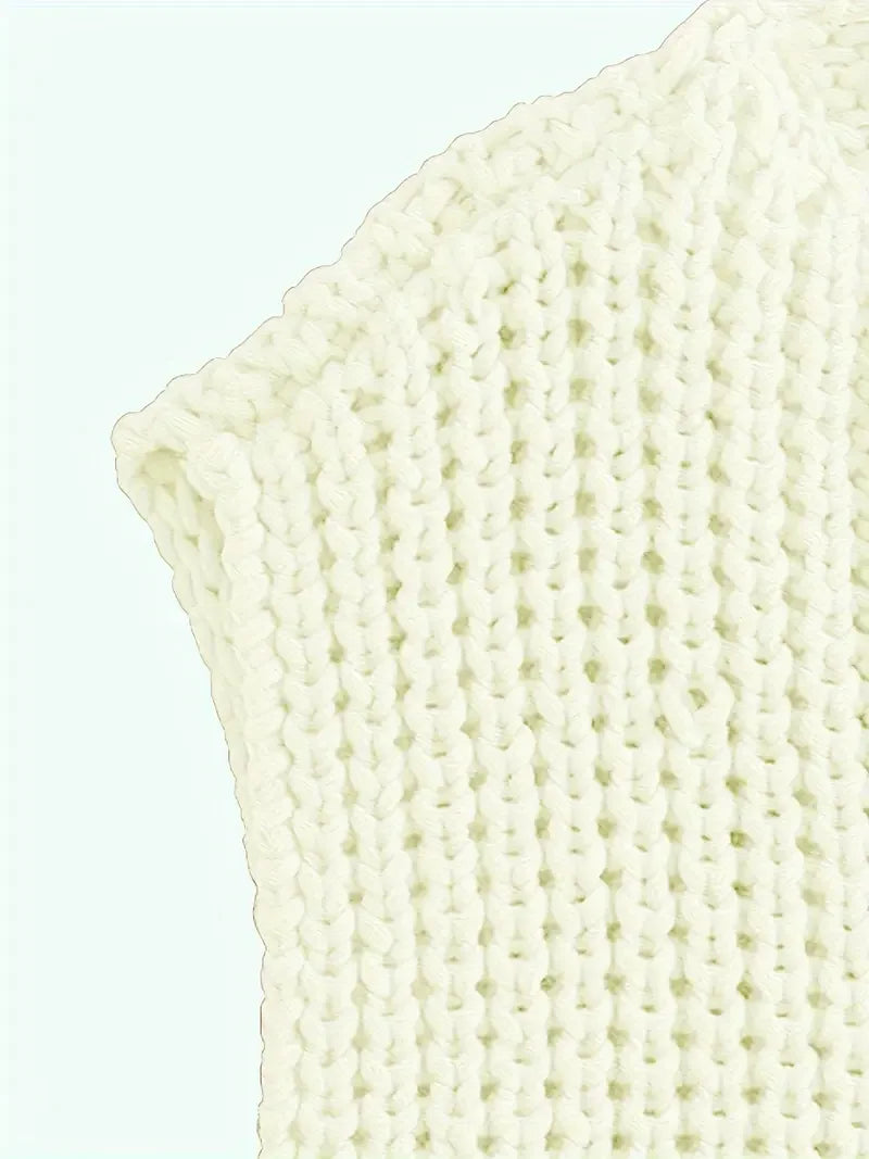 Κοντό πλεκτό γιλέκο με τσέπες και μανίκια - LA FEMME WANDERER