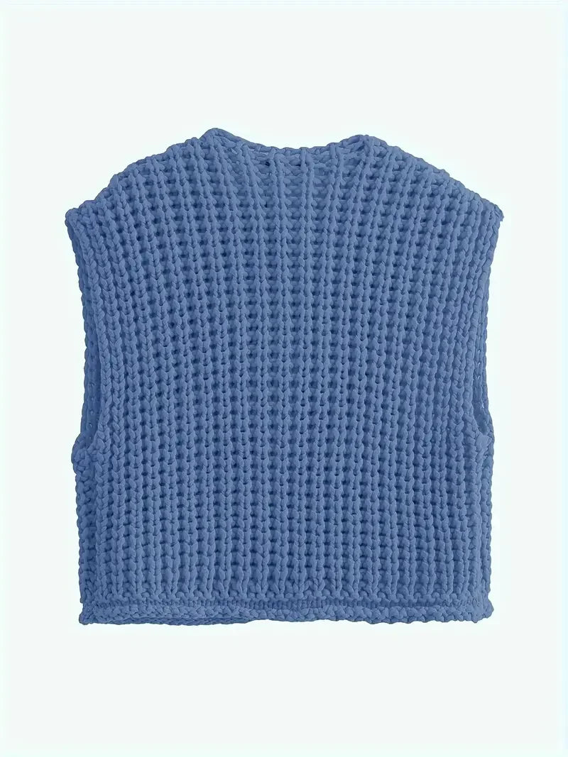 Κοντό πλεκτό γιλέκο με τσέπες και μανίκια - LA FEMME WANDERER