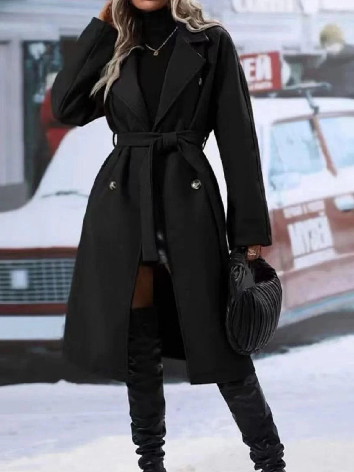 Σταυρωτή καμπαρντίνα με πέτο σε ασορτί γραμμή - LA FEMME WANDERER