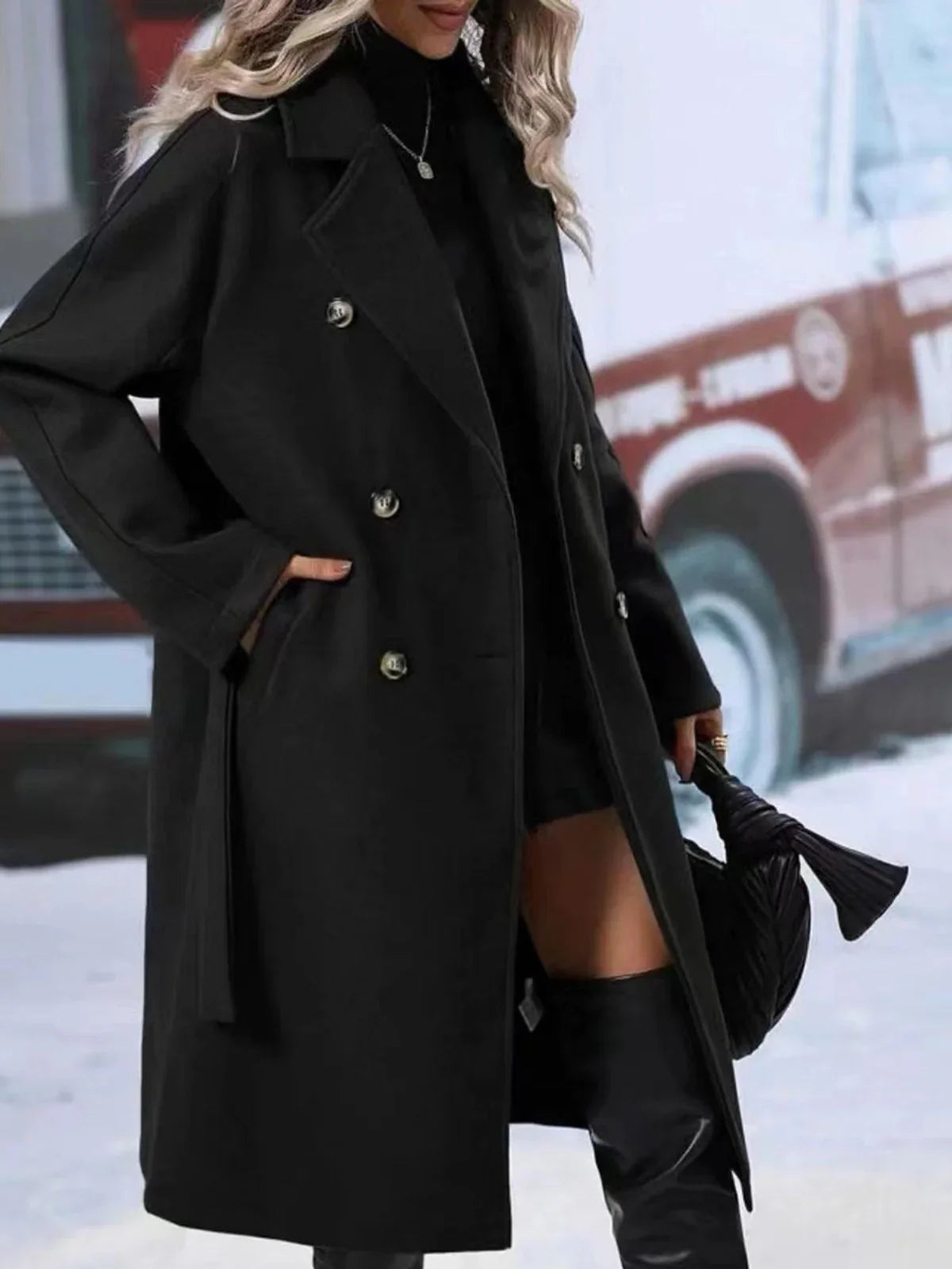 Σταυρωτή καμπαρντίνα με πέτο σε ασορτί γραμμή - LA FEMME WANDERER