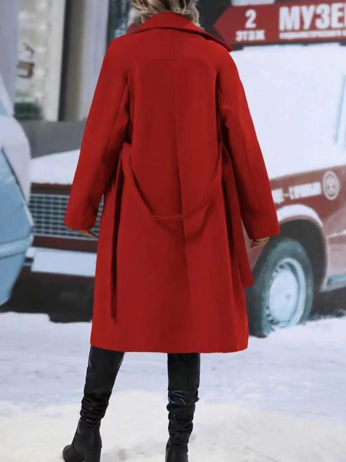 Σταυρωτή καμπαρντίνα με πέτο σε ασορτί γραμμή - LA FEMME WANDERER