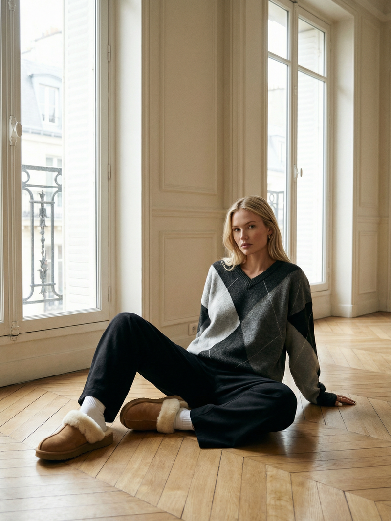 Πουλόβερ με χρωματικό μπλοκ και διαμάντια