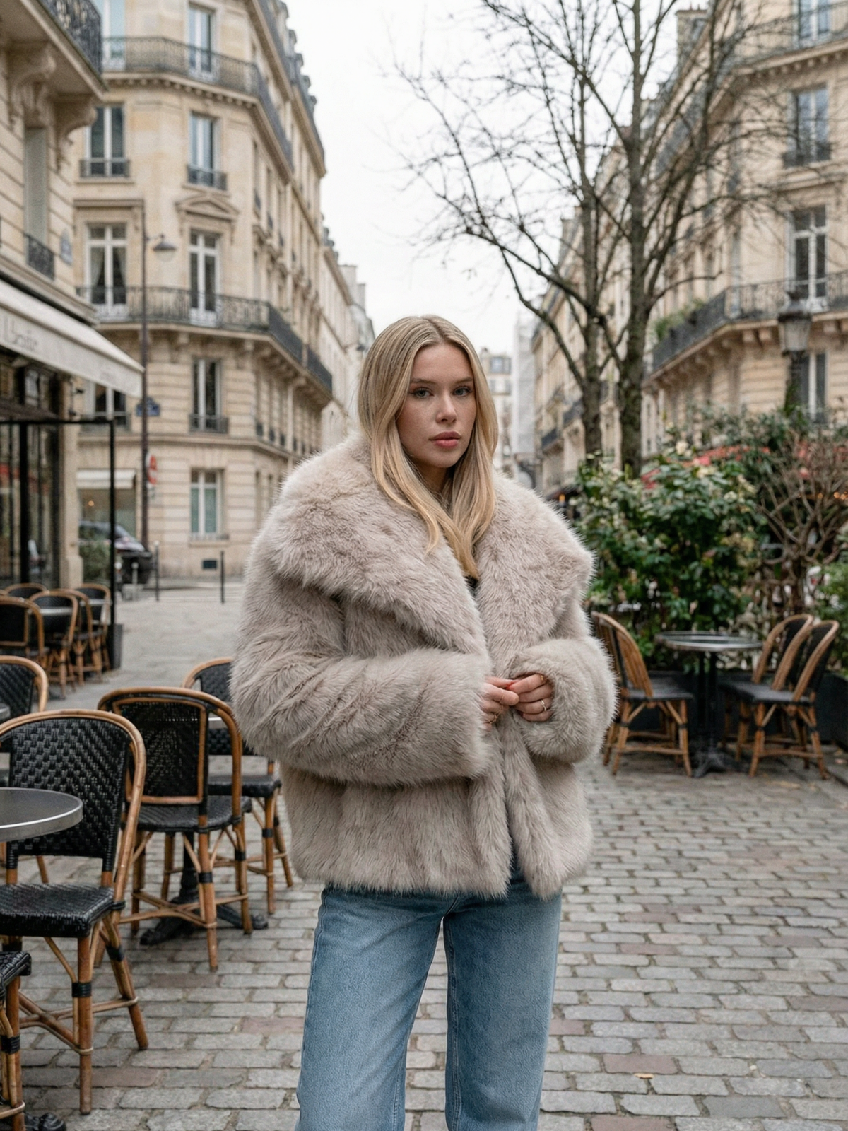 Μπουφάν βραδινής εξόδου από τεχνητή γούνα