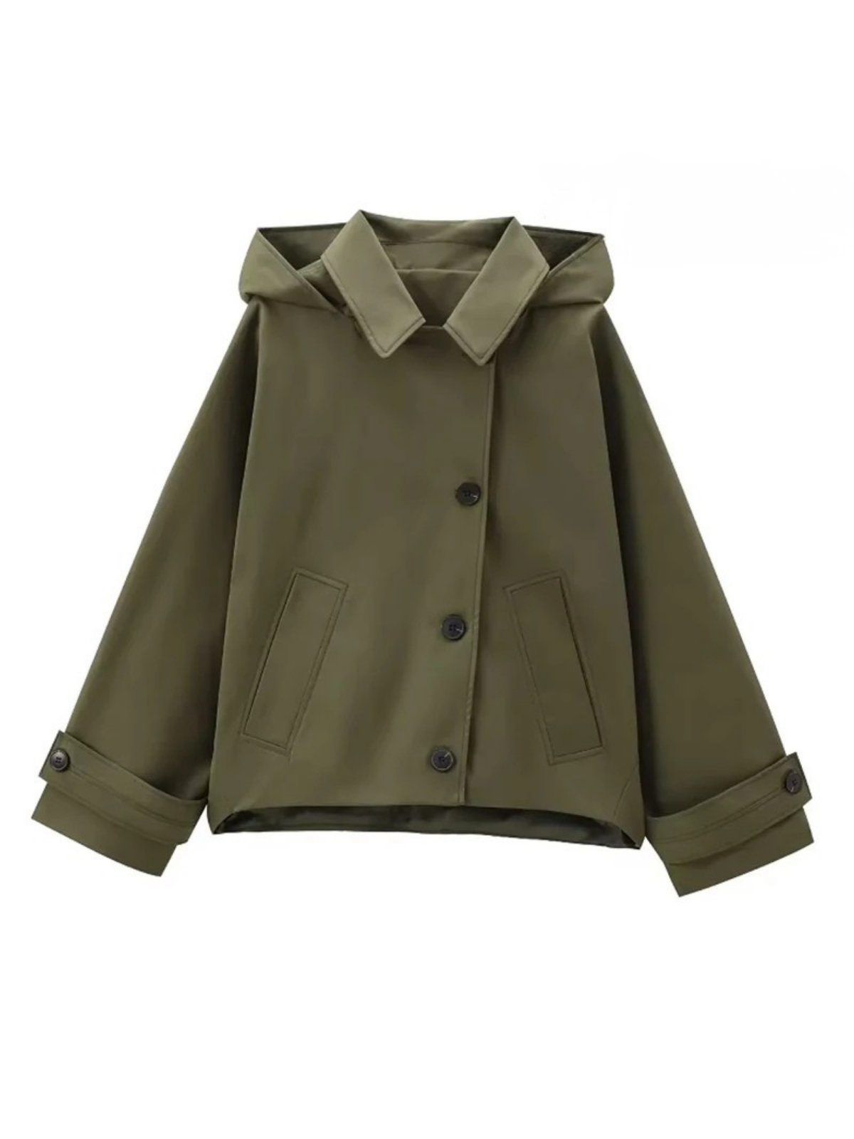 Green Oversized Hooded Bomber Jacket