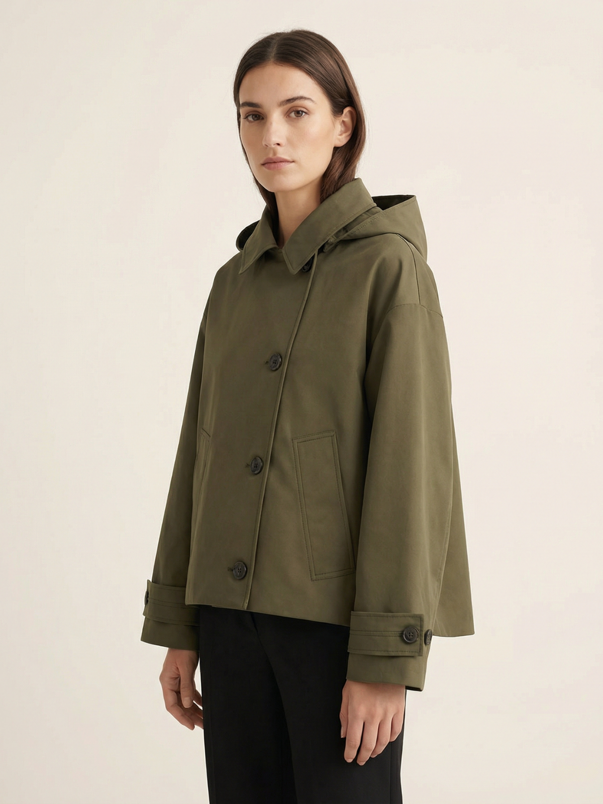 Green Oversized Hooded Bomber Jacket