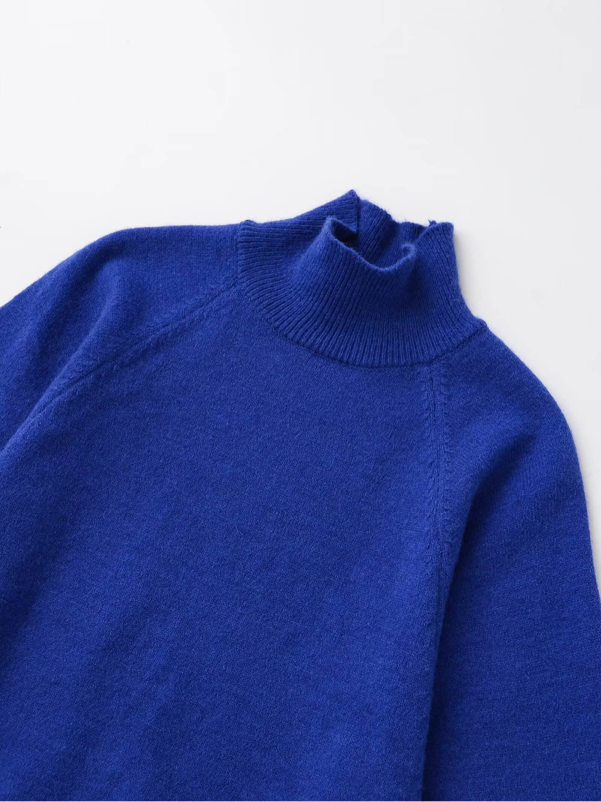 Cobalt Blue Funnel Neck Wide Sleeve Sweater