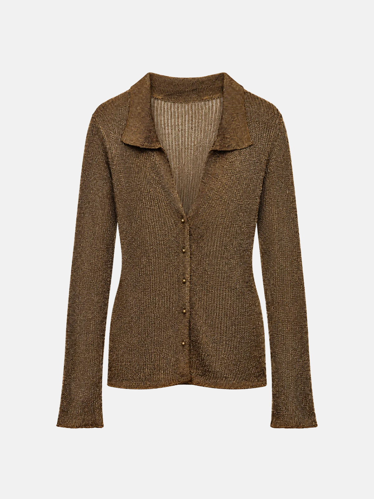 Collared Button-Front Knit Cardigan