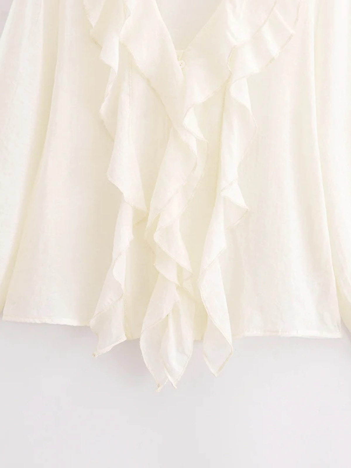 Always Chic V Neck Ruffle Sheer Blouse