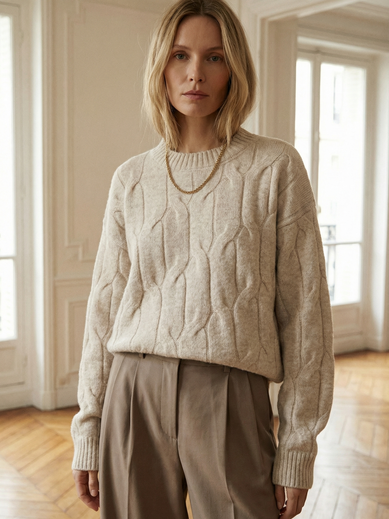 Πουλόβερ Cozy Cable Crew Knit με στάμπα