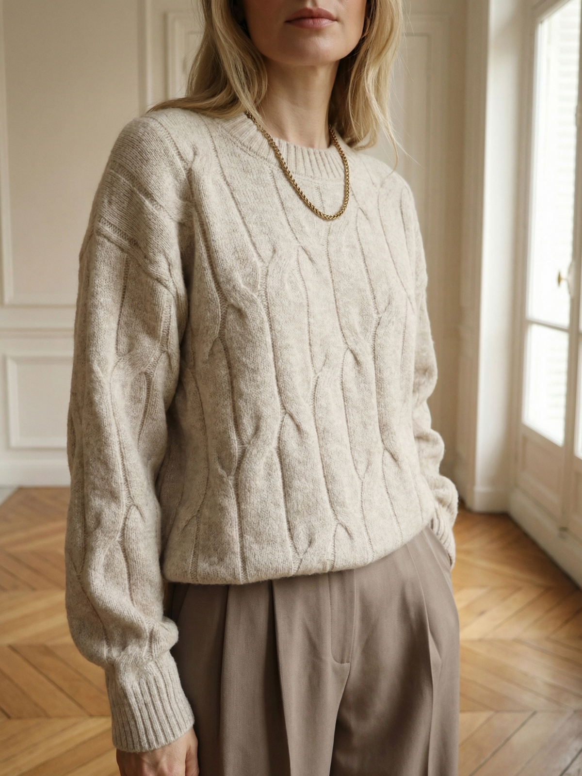 Πουλόβερ Cozy Cable Crew Knit με στάμπα