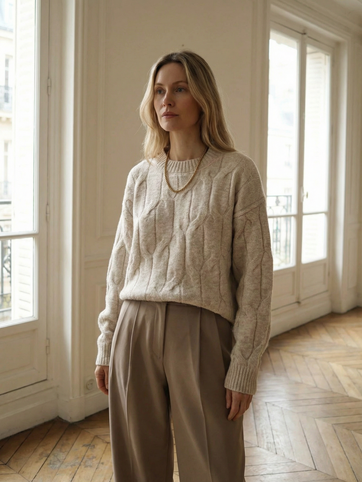 Πουλόβερ Cozy Cable Crew Knit με στάμπα