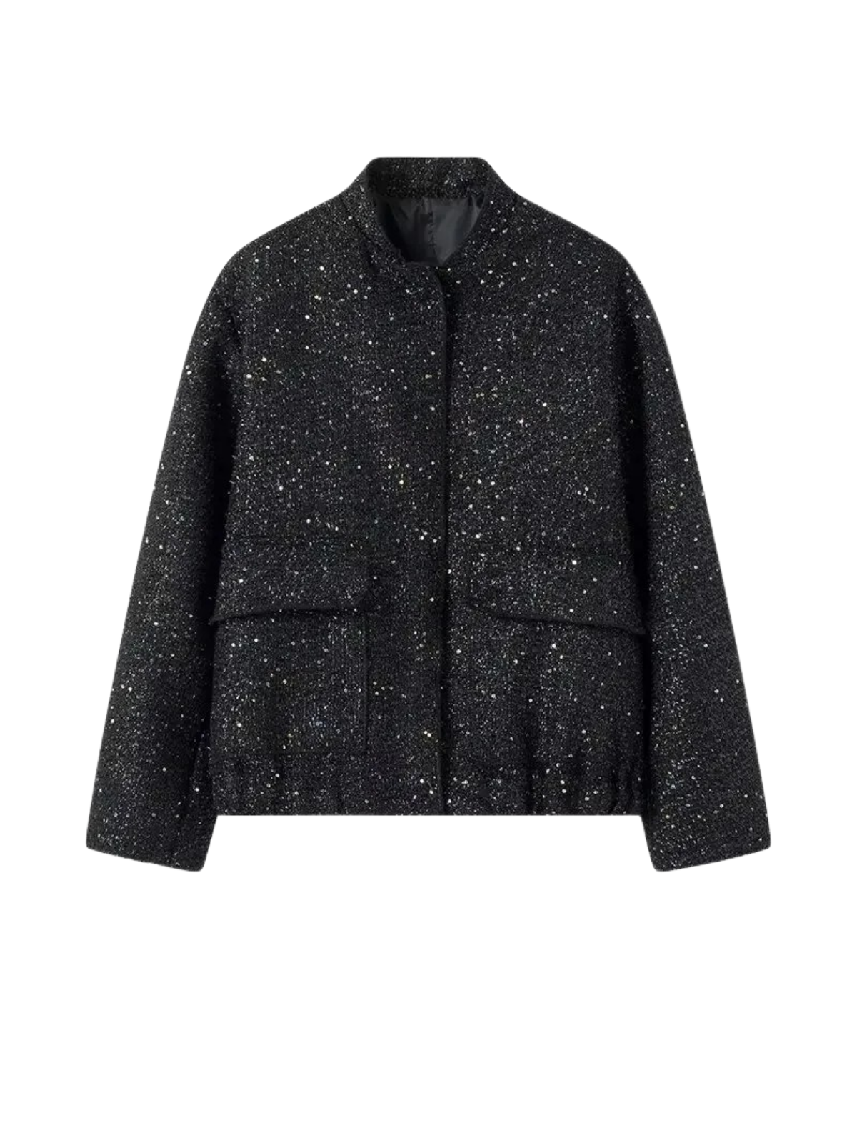Midnight Sequin Loose Stand Collar Jacket